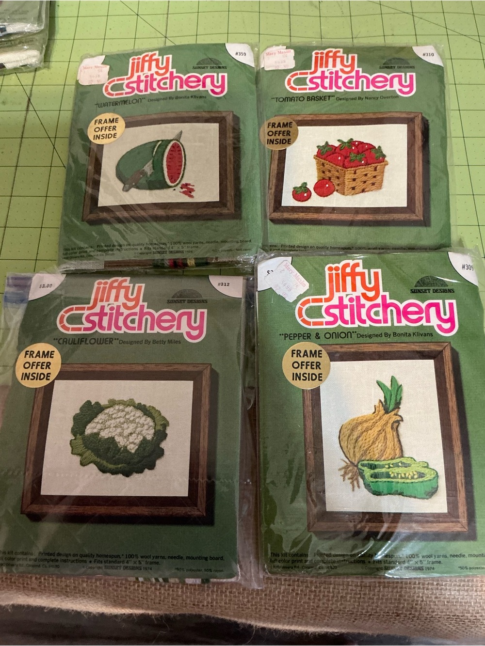 Jiffy Stitchery Cross Stitch Kits - Vegetable Motifs (Set of 4)